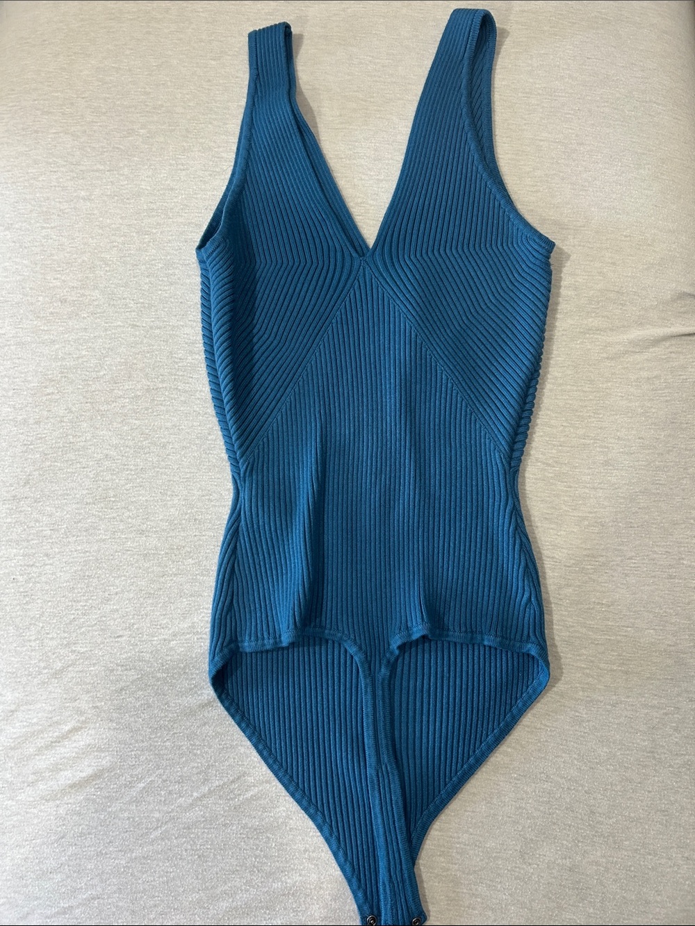 Abercrombie & Fitch Ribbed Teal One-Piece bodysuit Sz L - Picture 6 of 6